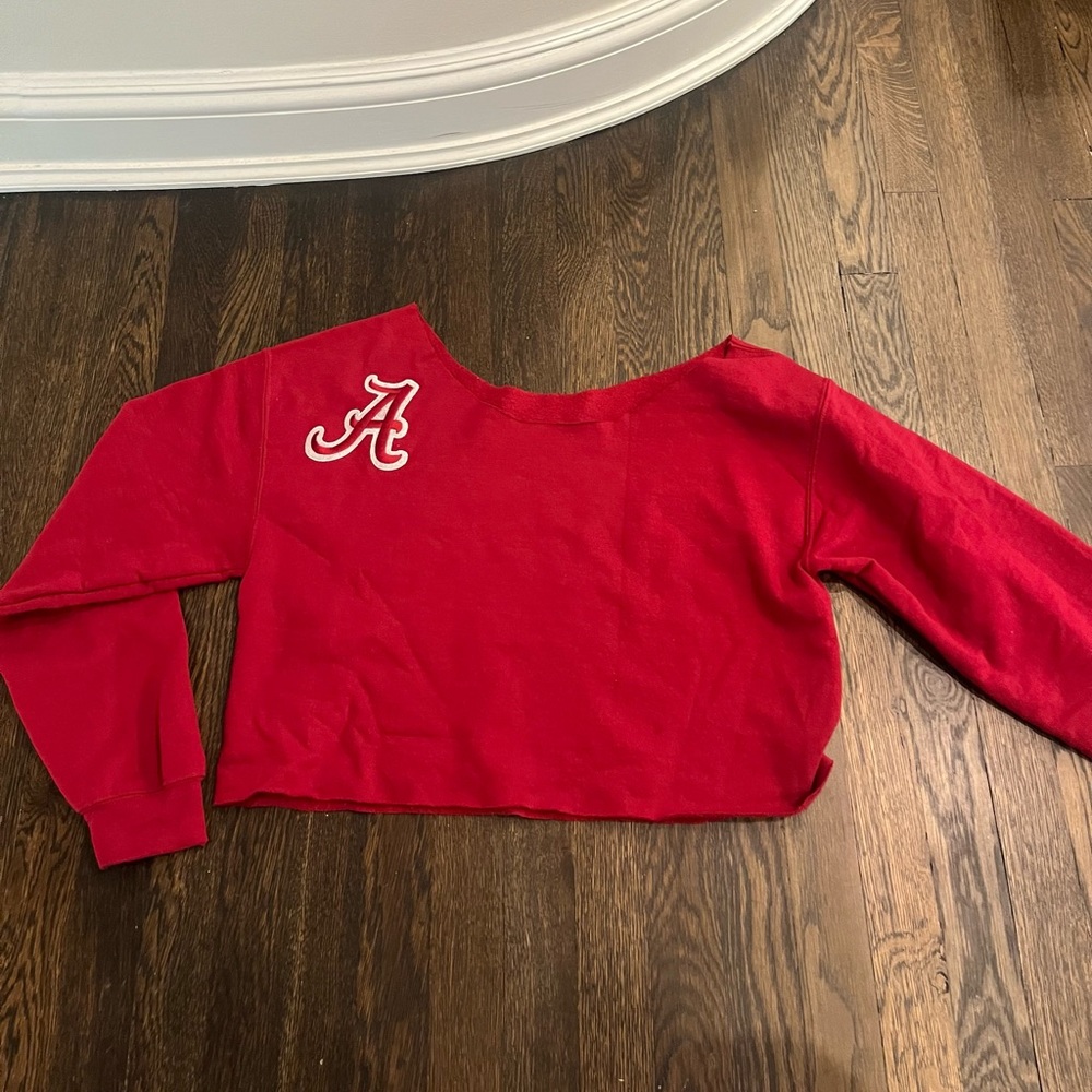 Custom, Alabama off the shoulder crop sweatshirt